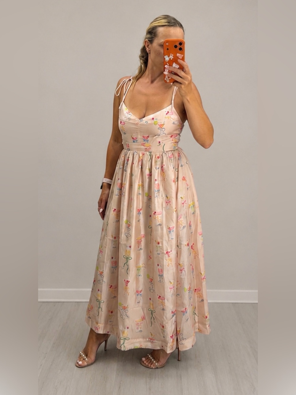 En Saison Viral Josette Satin Midi Dress Cocktail Print Size S/XS NWOT